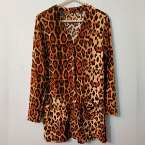 Front pocket leotard long cardigan